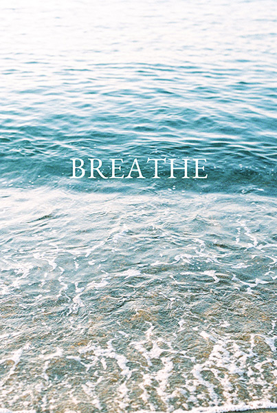 photo of beach with word breathe on it